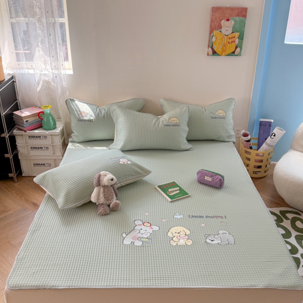 91家纺网 家纺一手货源 找家纺 柚子YOUTH 2025新款亲肤舒适冰豆豆凉感凉席席子 汪汪队(绑带款）