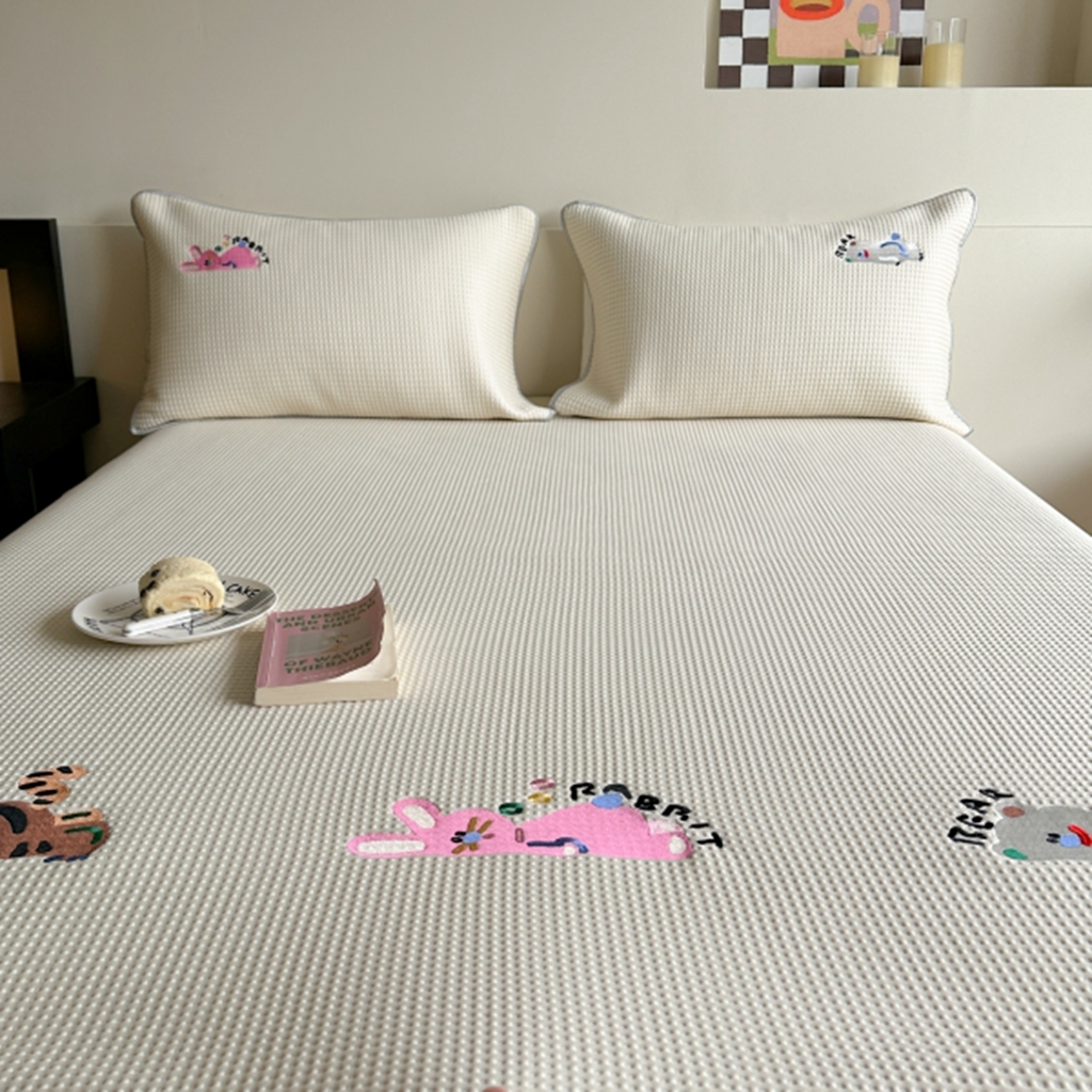 91家纺网 家纺一手货源 找家纺 柚子YOUTH 2025新款亲肤舒适冰豆豆凉感凉席席子 慵懒时光(绑带款）