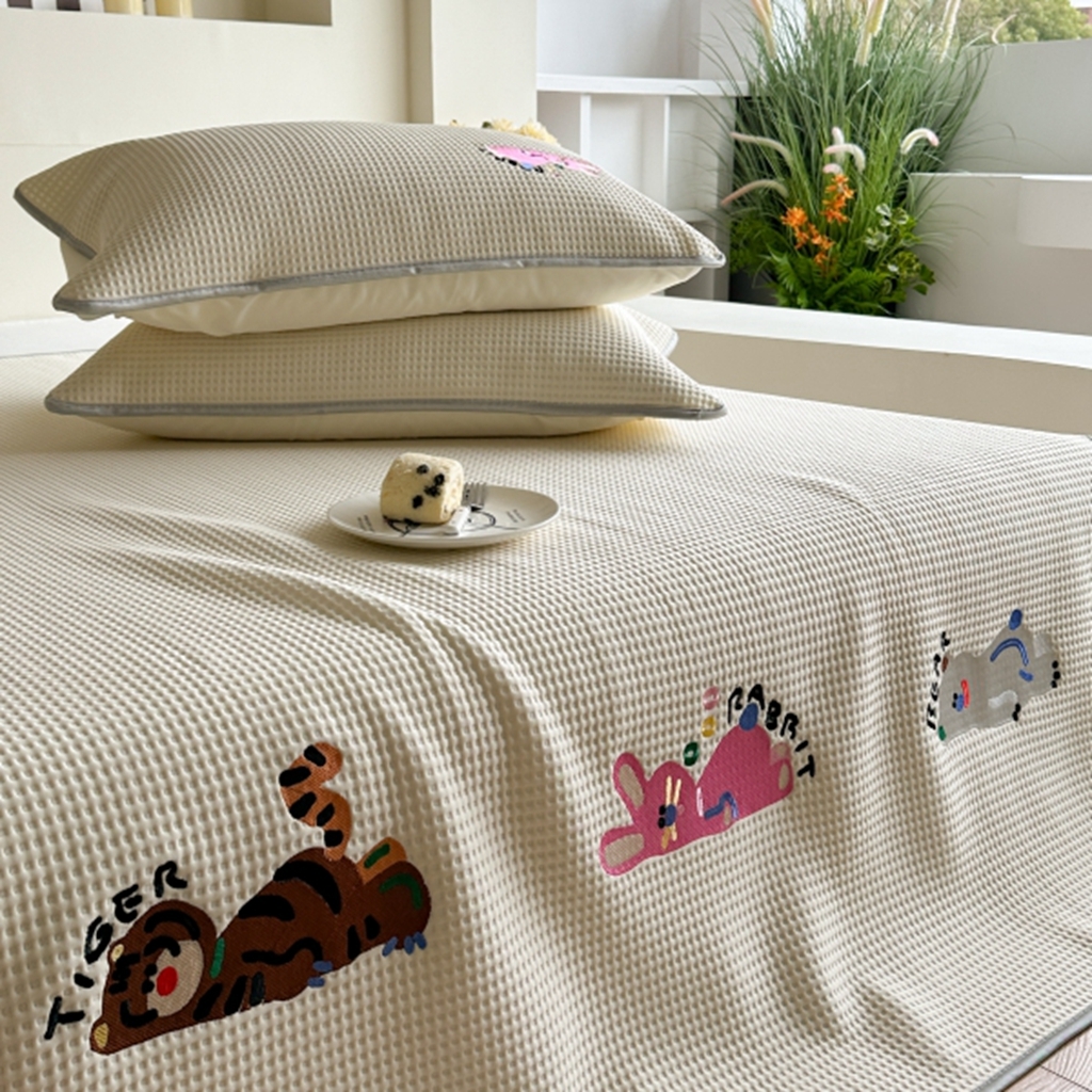 91家纺网 家纺一手货源 找家纺 柚子YOUTH 2025新款亲肤舒适冰豆豆凉感凉席席子 慵懒时光(绑带款）