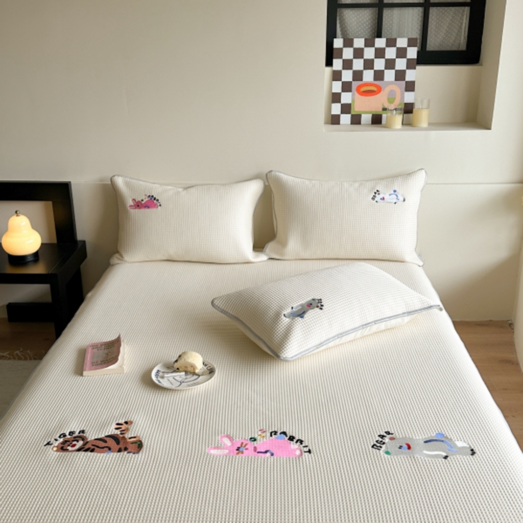 91家纺网 家纺一手货源 找家纺 柚子YOUTH 2025新款亲肤舒适冰豆豆凉感凉席席子 慵懒时光(绑带款）