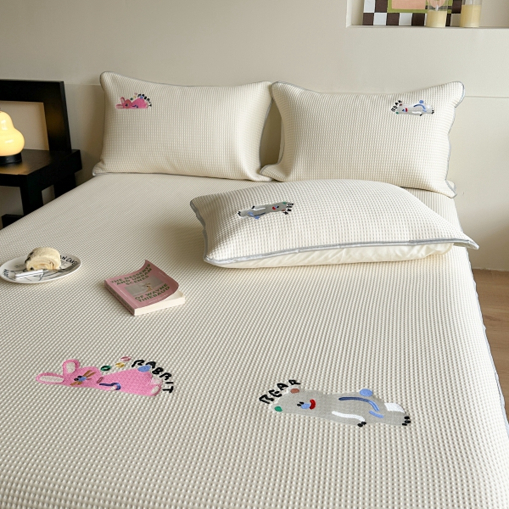 91家纺网 家纺一手货源 找家纺 柚子YOUTH 2025新款亲肤舒适冰豆豆凉感凉席席子 慵懒时光(绑带款）