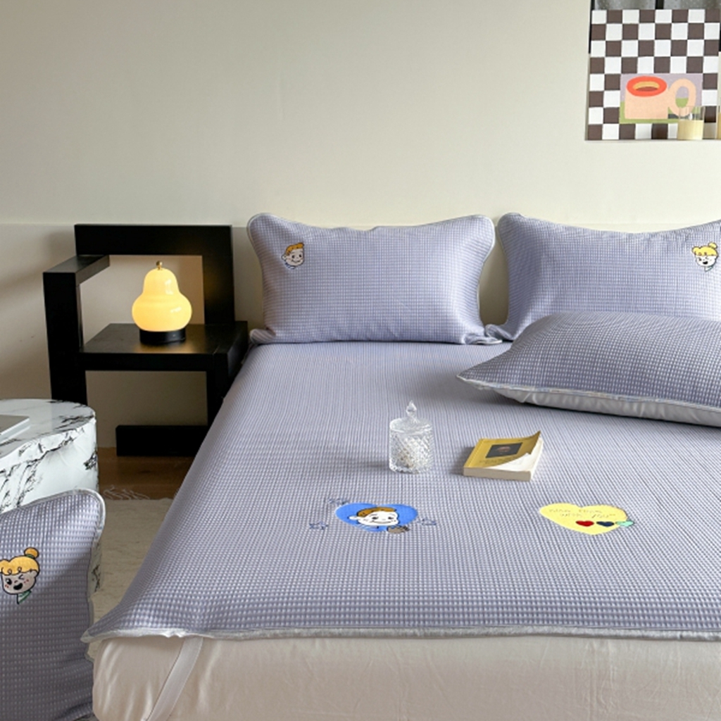 91家纺网 家纺一手货源 找家纺 柚子YOUTH 2025新款亲肤舒适冰豆豆凉感凉席席子 遇见(绑带款）