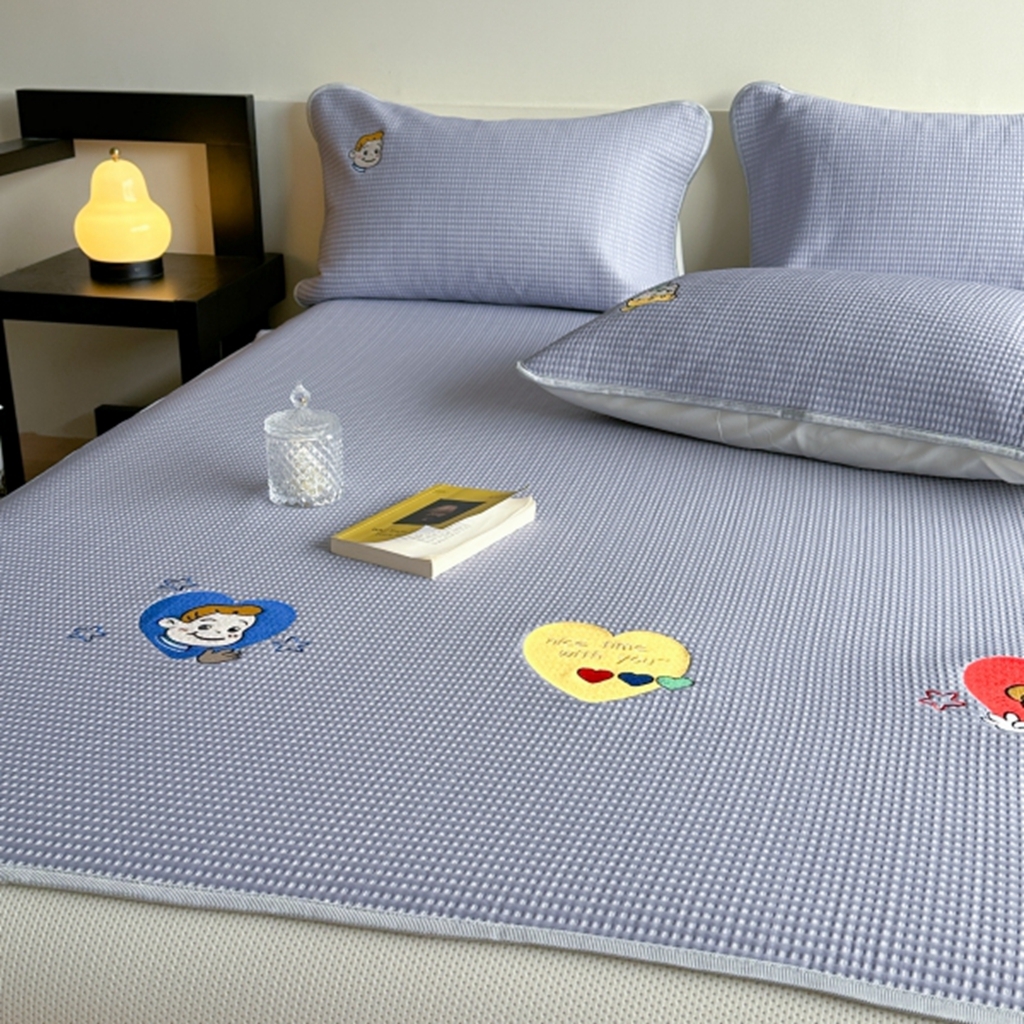 91家纺网 家纺一手货源 找家纺 柚子YOUTH 2025新款亲肤舒适冰豆豆凉感凉席席子 遇见(绑带款）