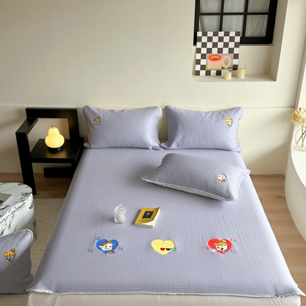 91家纺网 家纺一手货源 找家纺 柚子YOUTH 2025新款亲肤舒适冰豆豆凉感凉席席子 遇见(绑带款）