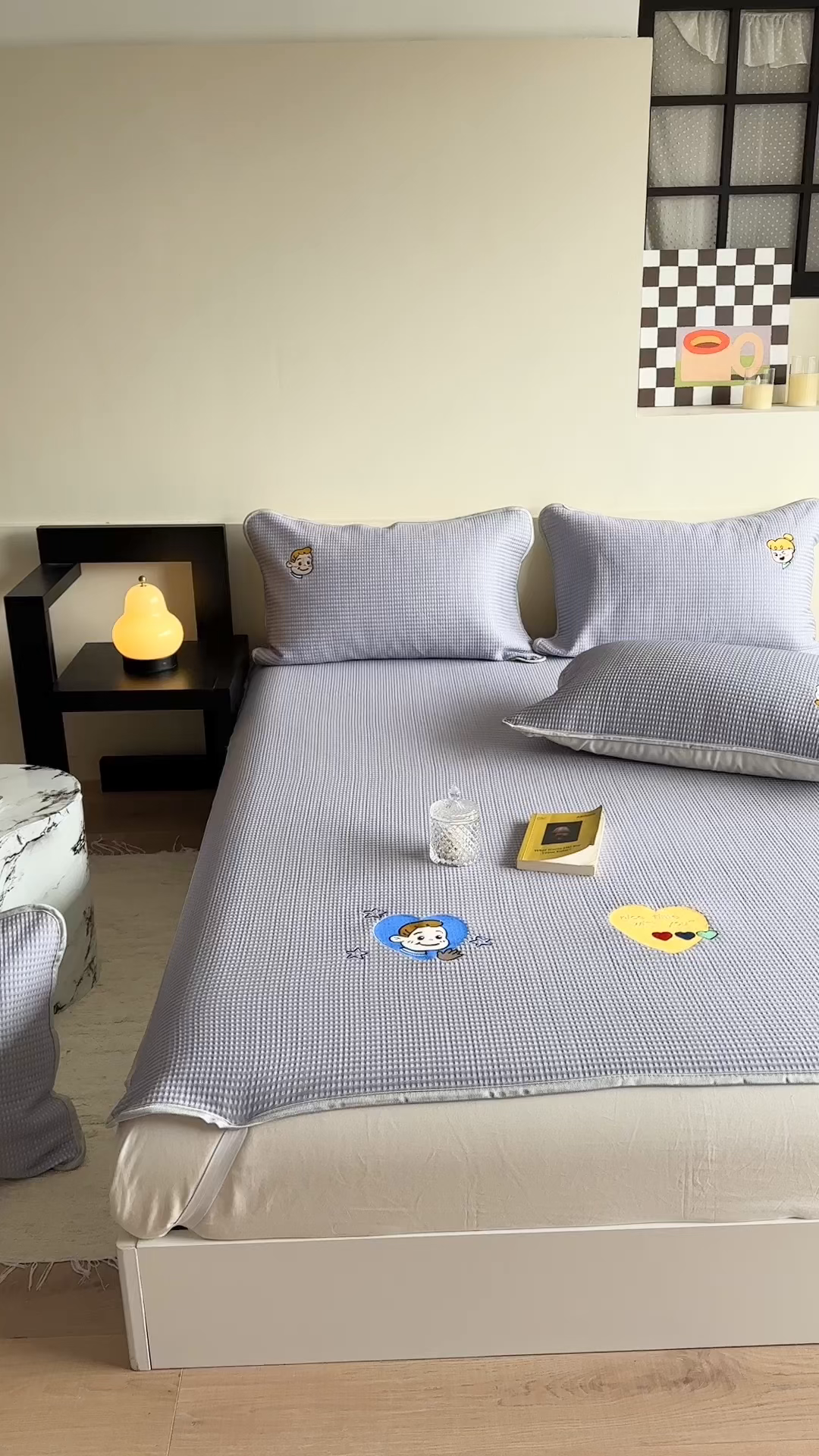 91家纺网 家纺一手货源 找家纺 柚子YOUTH 2025新款亲肤舒适冰豆豆凉感凉席席子 遇见(绑带款）