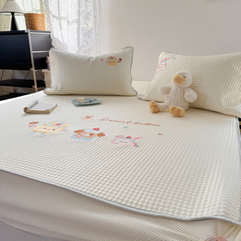 91家纺网 家纺一手货源 找家纺 柚子YOUTH 2025新款亲肤舒适冰豆豆凉感凉席席子 黄油蛋糕（床笠款）