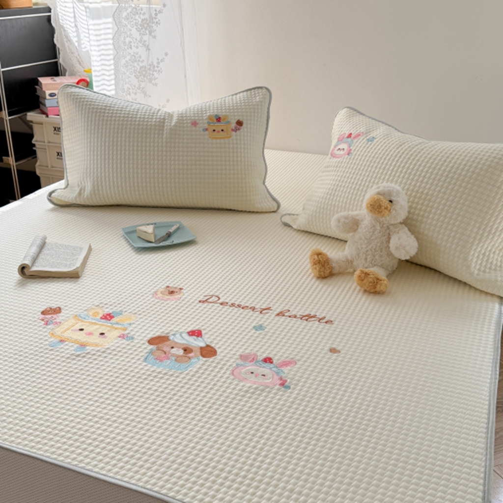 91家纺网 家纺一手货源 找家纺 柚子YOUTH 2025新款亲肤舒适冰豆豆凉感凉席席子 黄油蛋糕（床笠款）