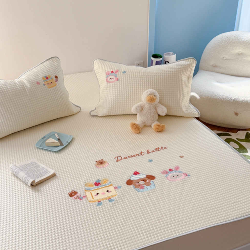 91家纺网 家纺一手货源 找家纺 柚子YOUTH 2025新款亲肤舒适冰豆豆凉感凉席席子 黄油蛋糕（床笠款）