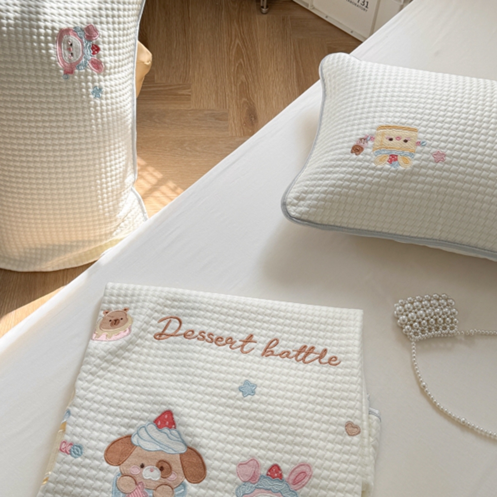 91家纺网 家纺一手货源 找家纺 柚子YOUTH 2025新款亲肤舒适冰豆豆凉感凉席席子 黄油蛋糕（床笠款）