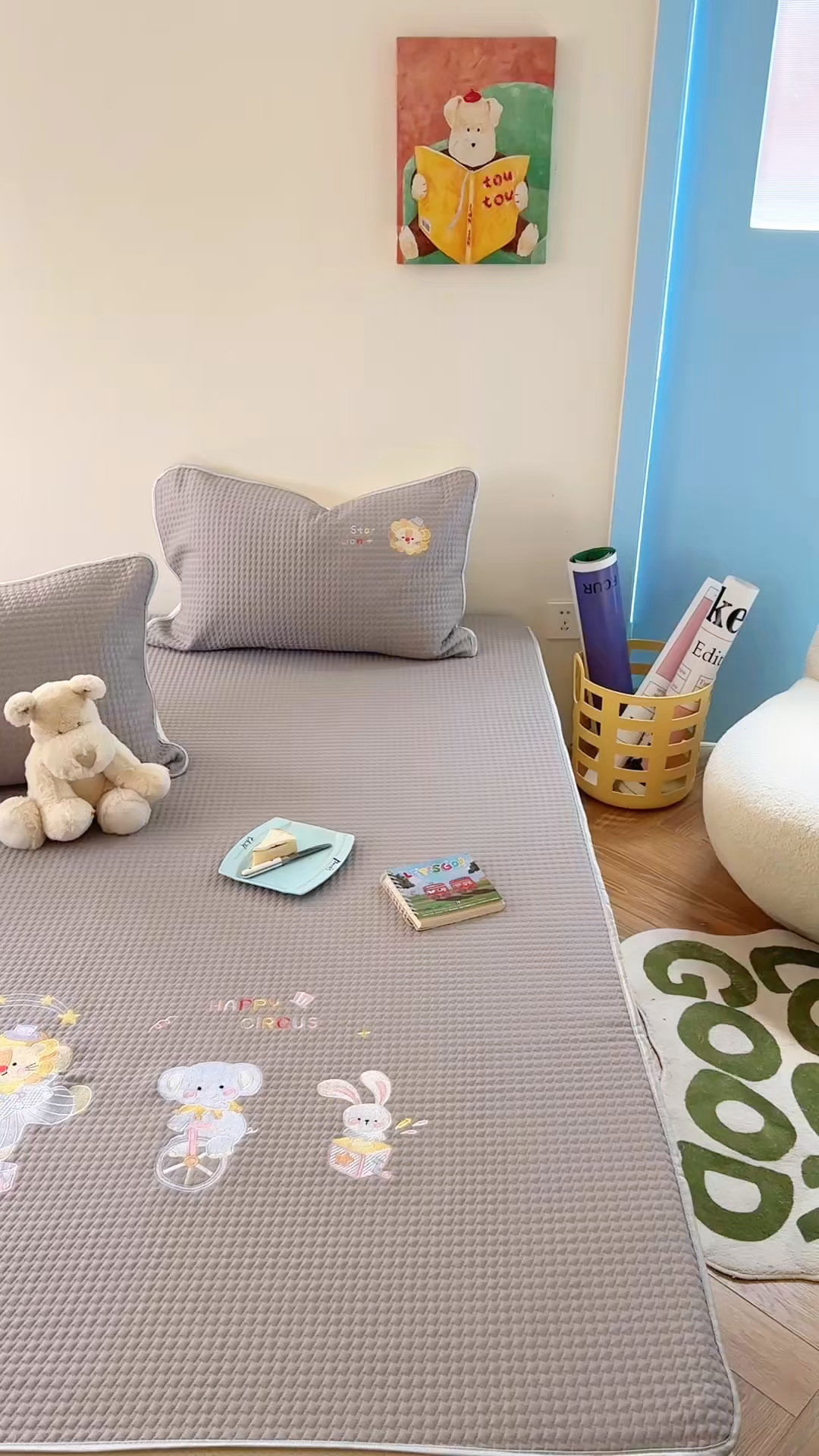 91家纺网 家纺一手货源 找家纺 柚子YOUTH 2025新款亲肤舒适冰豆豆凉感凉席席子 马戏团（床笠款）