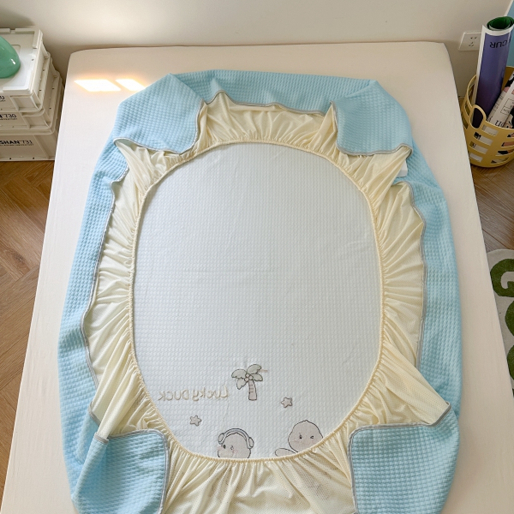 91家纺网 家纺一手货源 找家纺 柚子YOUTH 2025新款亲肤舒适冰豆豆凉感凉席席子 破壳鸭（床笠款）