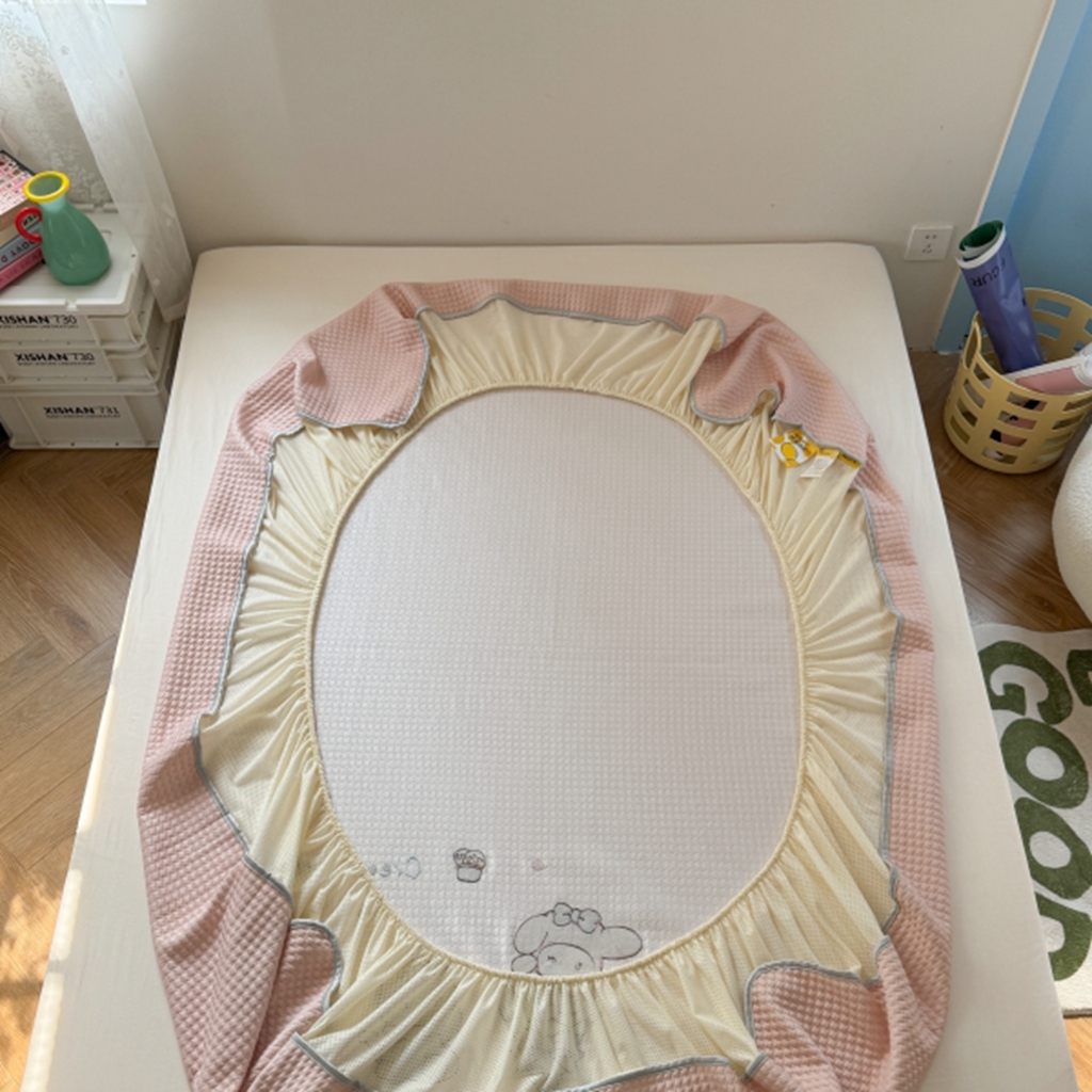 91家纺网 家纺一手货源 找家纺 柚子YOUTH 2025新款亲肤舒适冰豆豆凉感凉席席子 甜筒蒂（床笠款）