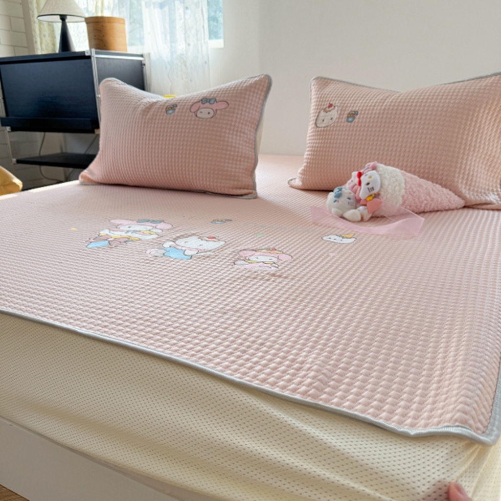 91家纺网 家纺一手货源 找家纺 柚子YOUTH 2025新款亲肤舒适冰豆豆凉感凉席席子 甜筒蒂（床笠款）