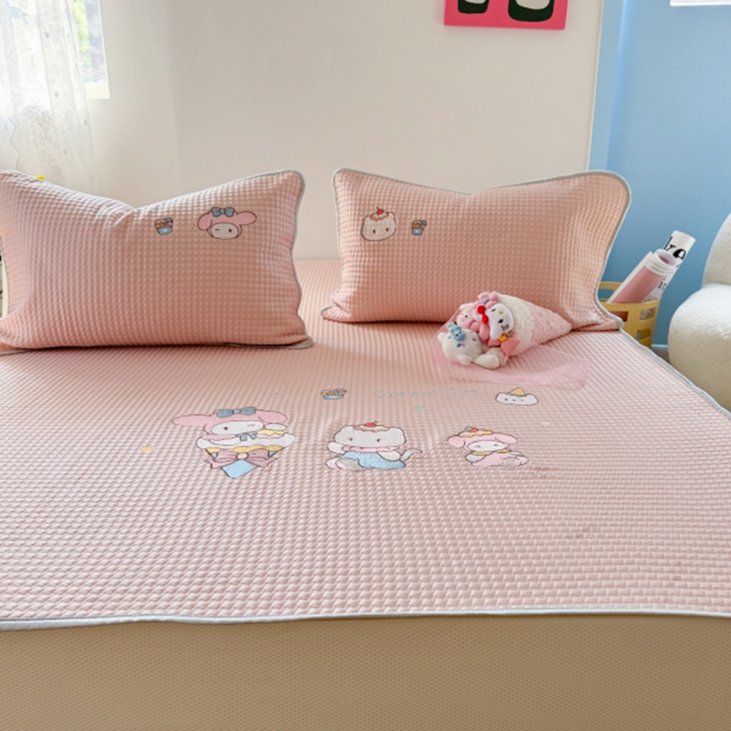 91家纺网 家纺一手货源 找家纺 柚子YOUTH 2025新款亲肤舒适冰豆豆凉感凉席席子 甜筒蒂（床笠款）