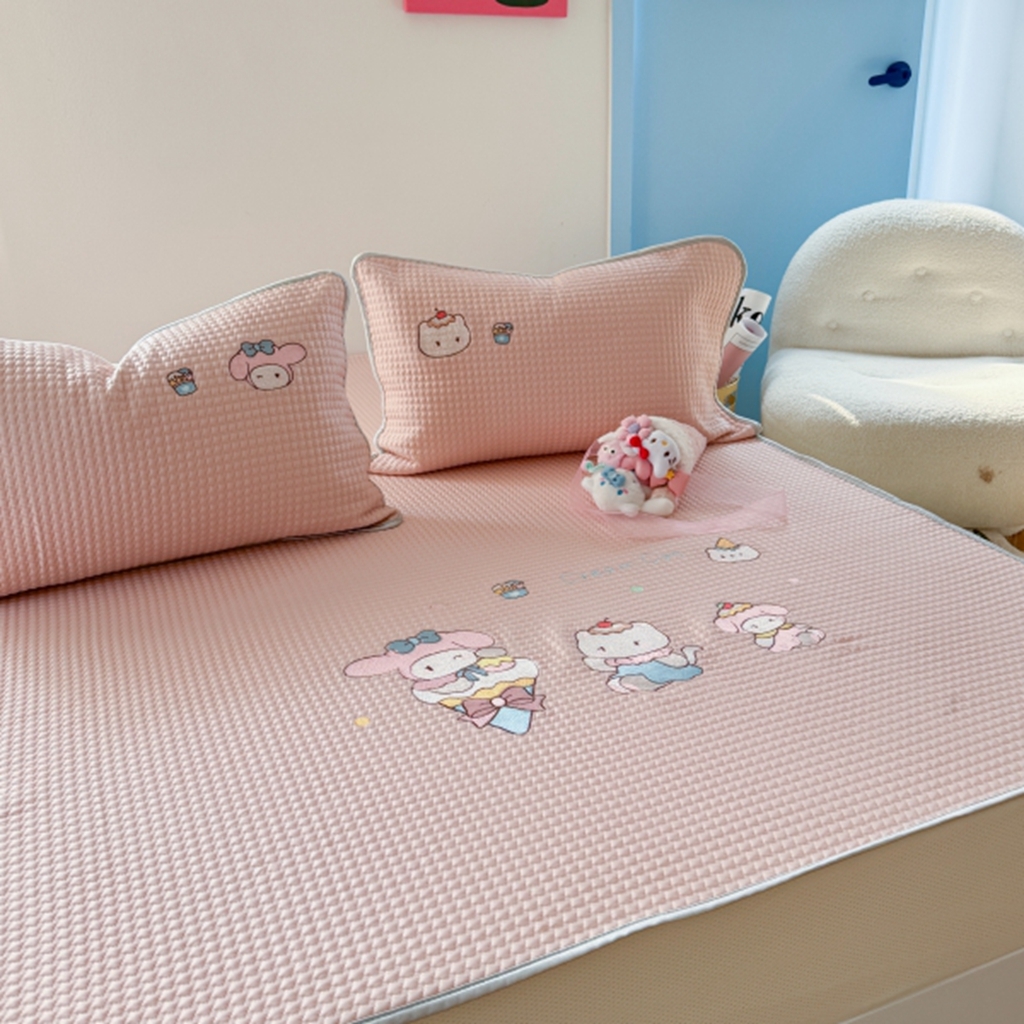 91家纺网 家纺一手货源 找家纺 柚子YOUTH 2025新款亲肤舒适冰豆豆凉感凉席席子 甜筒蒂（床笠款）