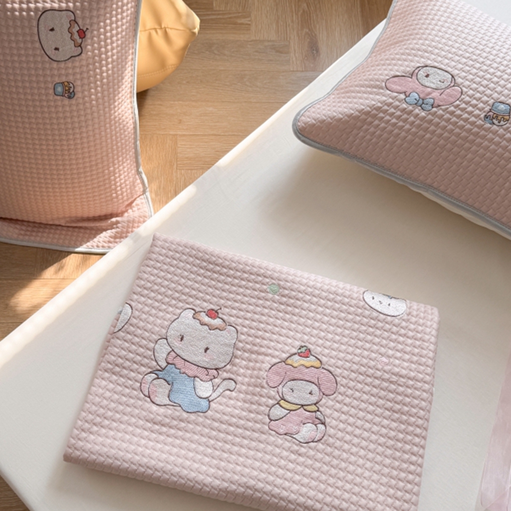 91家纺网 家纺一手货源 找家纺 柚子YOUTH 2025新款亲肤舒适冰豆豆凉感凉席席子 甜筒蒂（床笠款）