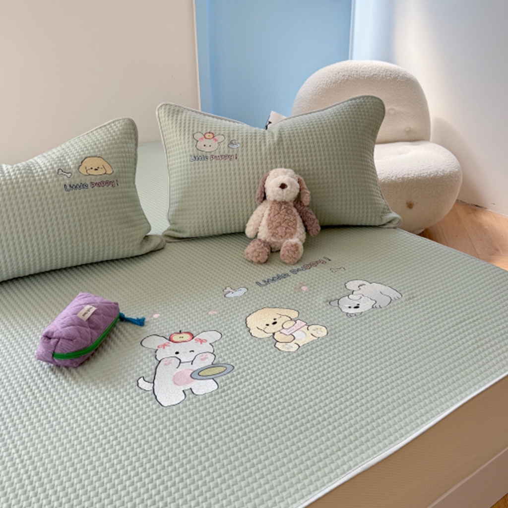 91家纺网 家纺一手货源 找家纺 柚子YOUTH 2025新款亲肤舒适冰豆豆凉感凉席席子 汪汪队（床笠款）