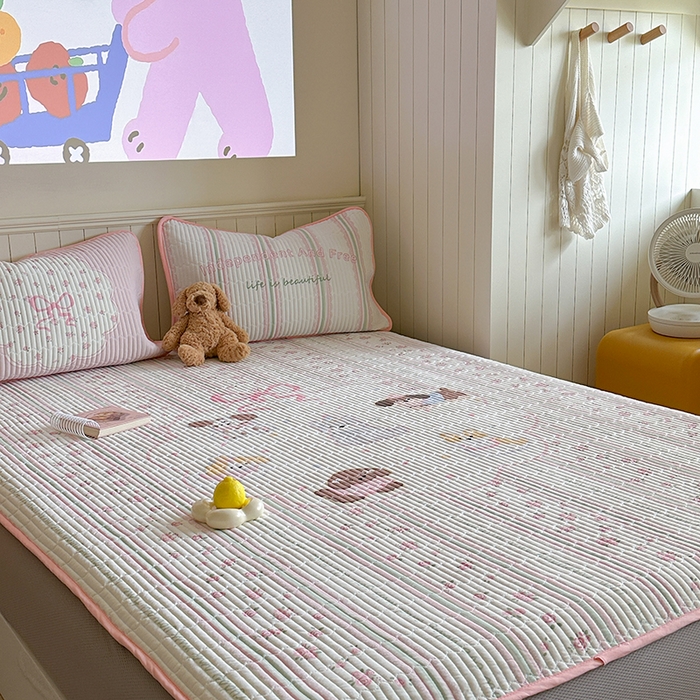 91家纺网 家纺一手货源 找家纺 柚子YOUTH 2025新款锦氨超柔果冻凉席 玫瑰小狗凉席