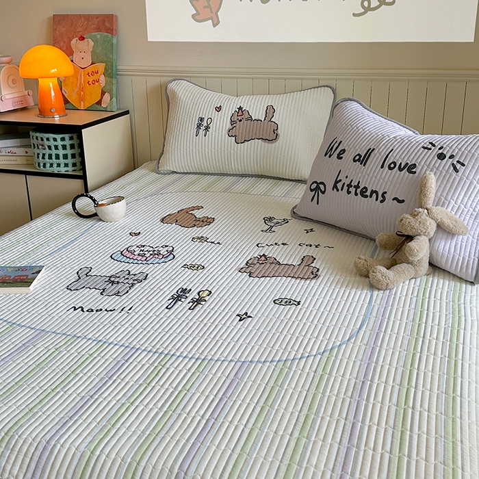 91家纺网 家纺一手货源 找家纺 柚子YOUTH 2025新款锦氨超柔果冻凉席 小猫春游凉席