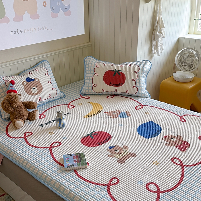 91家纺网 家纺一手货源 找家纺 柚子YOUTH 2025新款锦氨超柔果冻凉席 滑翔小熊凉席