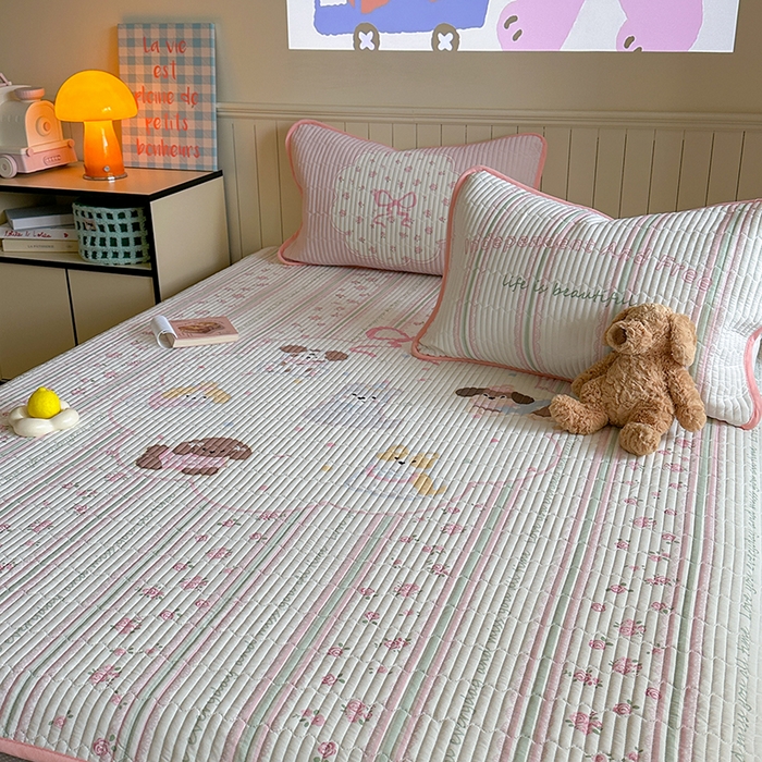 91家纺网 家纺一手货源 找家纺 柚子YOUTH 2025新款锦氨超柔果冻凉席 玫瑰小狗凉席