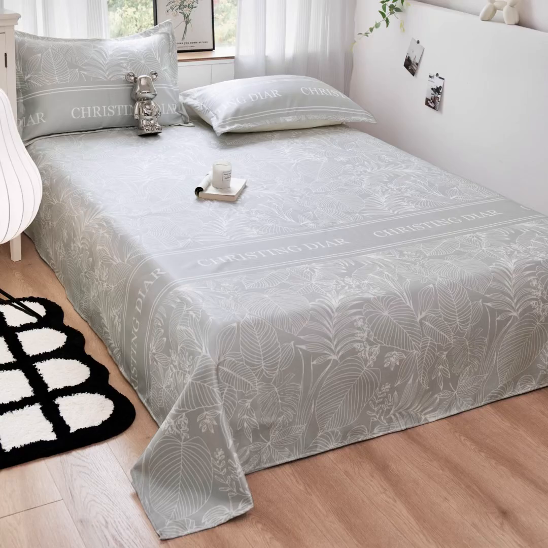 91家纺网 家纺一手货源 找家纺 乐居家纺 2025新款亲肤舒适活性印染水洗冰丝单床单 芳菲-灰