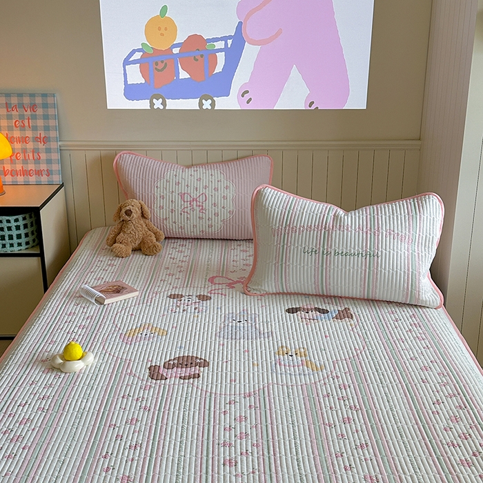 91家纺网 家纺一手货源 找家纺 柚子YOUTH 2025新款锦氨超柔果冻凉席 玫瑰小狗凉席