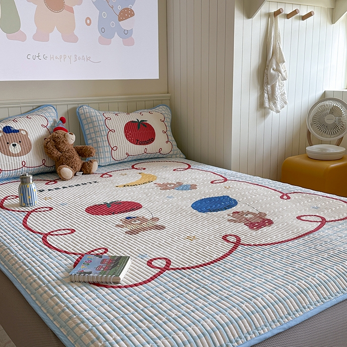 91家纺网 家纺一手货源 找家纺 柚子YOUTH 2025新款锦氨超柔果冻凉席 滑翔小熊凉席