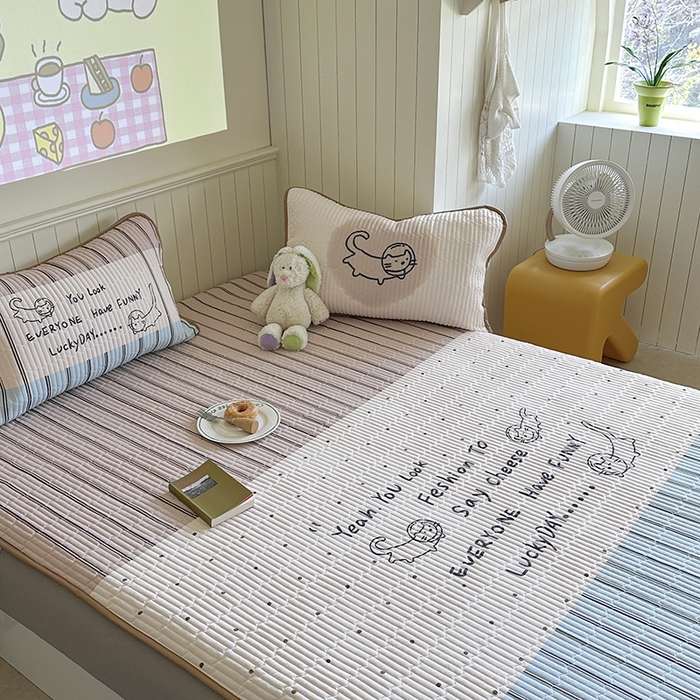 91家纺网 家纺一手货源 找家纺 柚子YOUTH 2025新款锦氨超柔果冻凉席 太空猫凉席