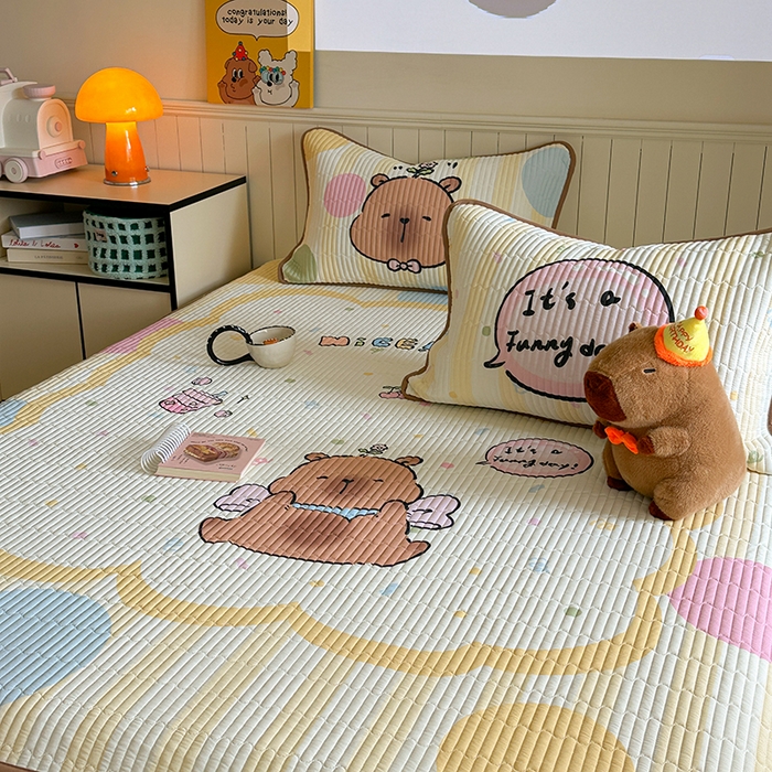 91家纺网 家纺一手货源 找家纺 柚子YOUTH 2025新款锦氨超柔果冻凉席 黄油小熊凉席