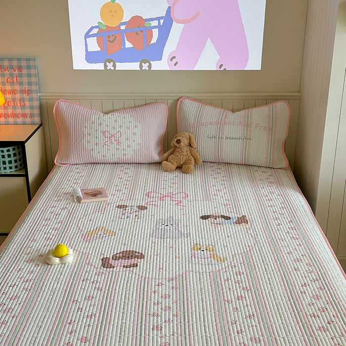 91家纺网 家纺一手货源 找家纺 柚子YOUTH 2025新款锦氨超柔果冻凉席 玫瑰小狗凉席