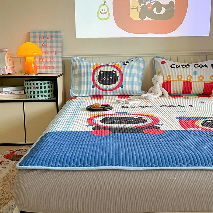 91家纺网 家纺一手货源 找家纺 柚子YOUTH 2025新款锦氨超柔果冻凉席 奇趣猫凉席