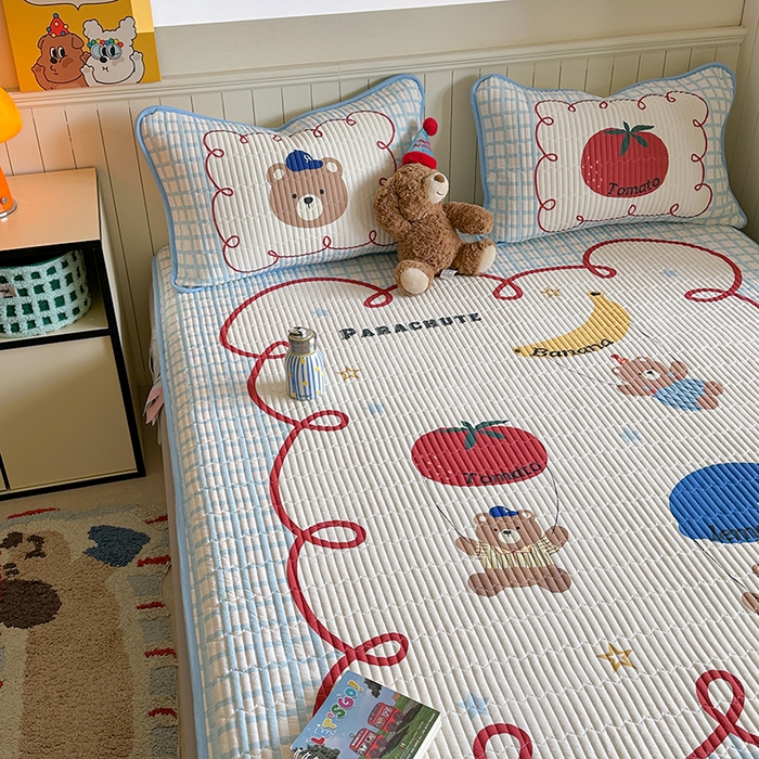 91家纺网 家纺一手货源 找家纺 柚子YOUTH 2025新款锦氨超柔果冻凉席 滑翔小熊凉席