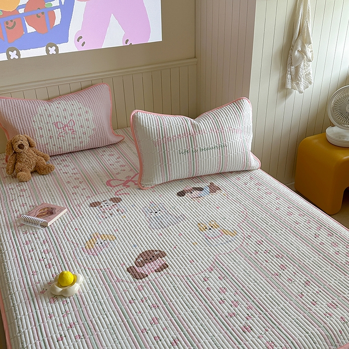 91家纺网 家纺一手货源 找家纺 柚子YOUTH 2025新款锦氨超柔果冻凉席 玫瑰小狗凉席