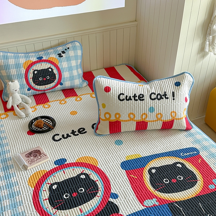 91家纺网 家纺一手货源 找家纺 柚子YOUTH 2025新款锦氨超柔果冻凉席 奇趣猫凉席