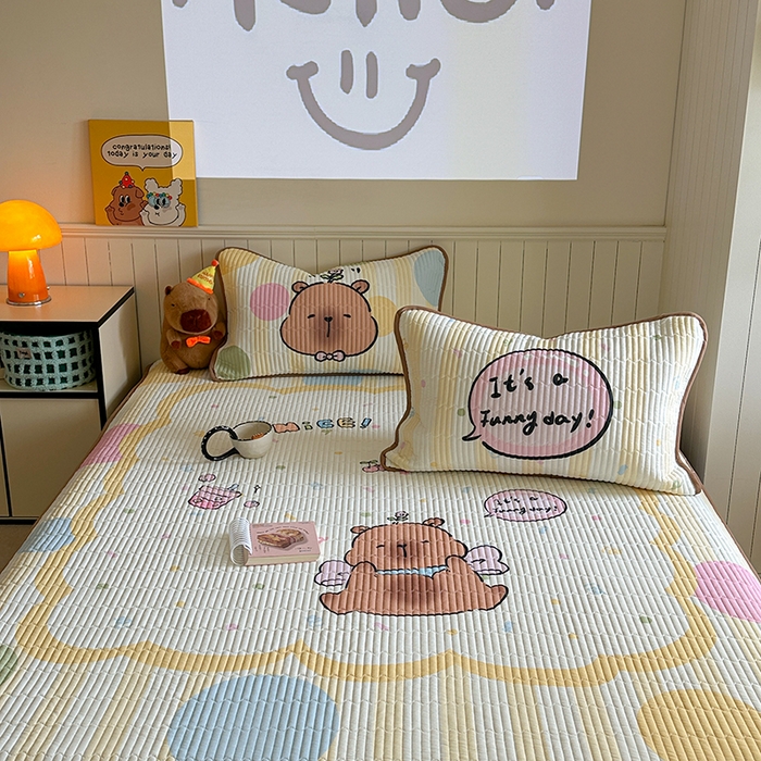 91家纺网 家纺一手货源 找家纺 柚子YOUTH 2025新款锦氨超柔果冻凉席 黄油小熊凉席