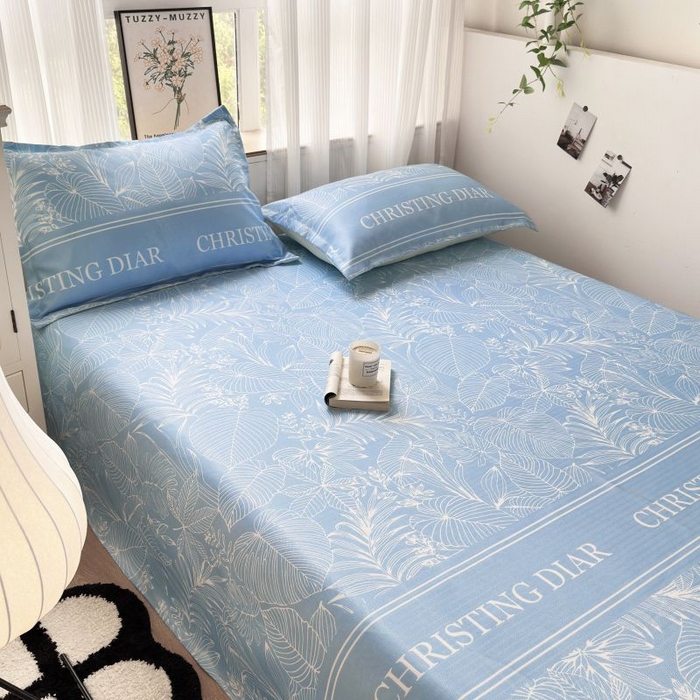 91家纺网 家纺一手货源 找家纺 乐居家纺 2025新款亲肤舒适活性印染水洗冰丝单床单 芳菲-蓝