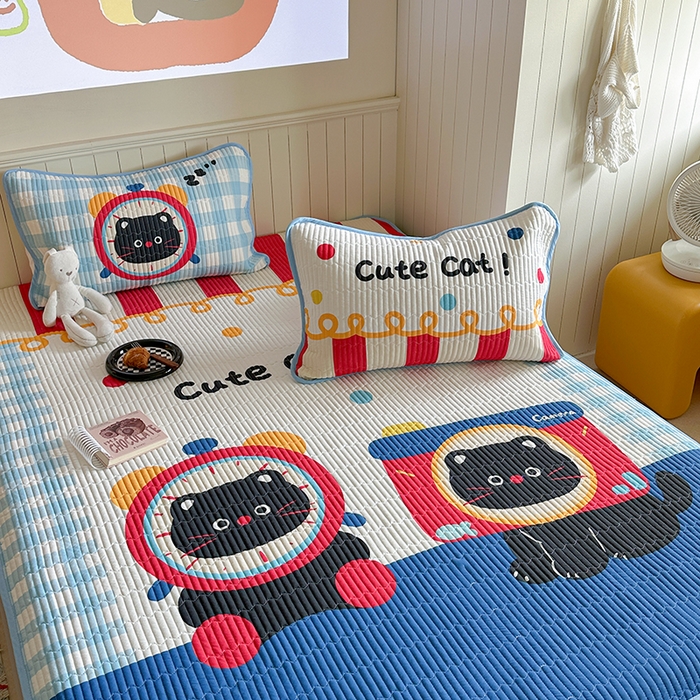 91家纺网 家纺一手货源 找家纺 柚子YOUTH 2025新款锦氨超柔果冻凉席 奇趣猫凉席