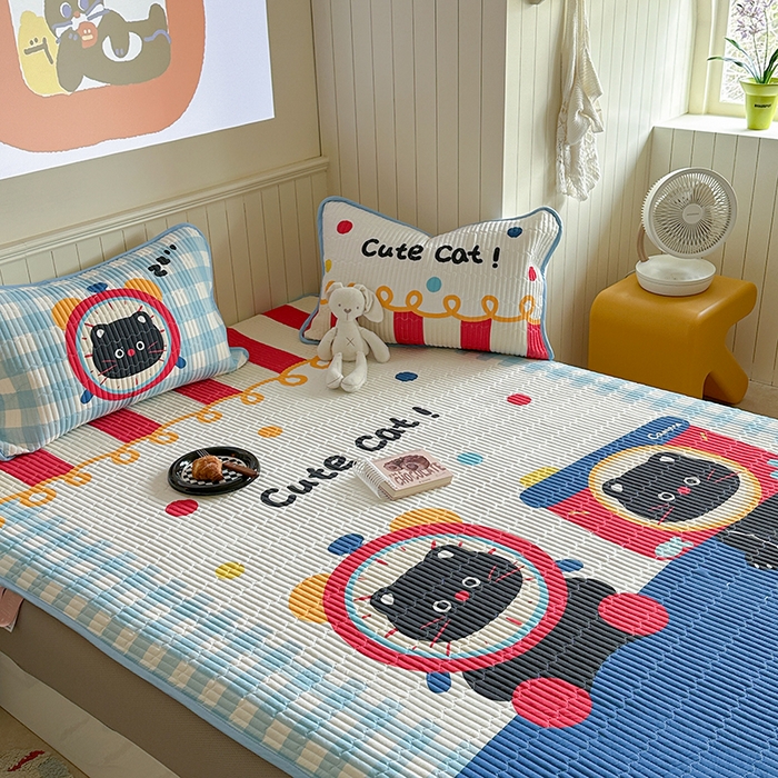 91家纺网 家纺一手货源 找家纺 柚子YOUTH 2025新款锦氨超柔果冻凉席 奇趣猫凉席