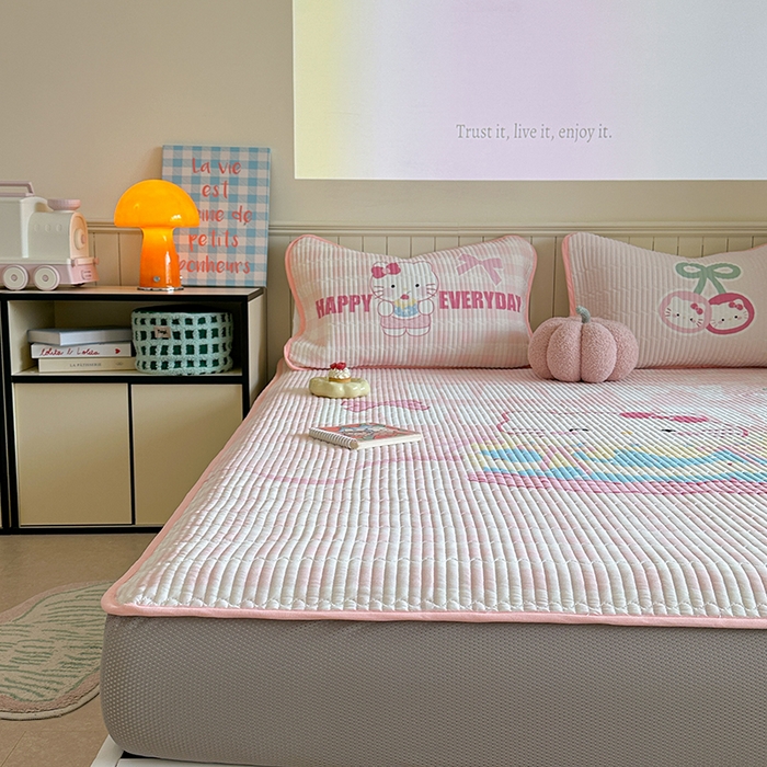 91家纺网 家纺一手货源 找家纺 柚子YOUTH 2025新款锦氨超柔果冻凉席 蛋糕猫凉席