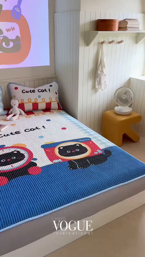 91家纺网 家纺一手货源 找家纺 柚子YOUTH 2025新款锦氨超柔果冻凉席 奇趣猫凉席