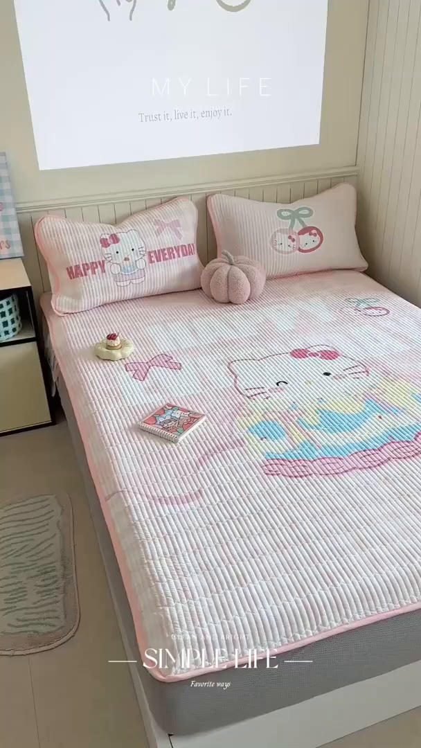 91家纺网 家纺一手货源 找家纺 柚子YOUTH 2025新款锦氨超柔果冻凉席 蛋糕猫凉席