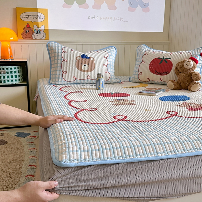 91家纺网 家纺一手货源 找家纺 柚子YOUTH 2025新款锦氨超柔果冻凉席 滑翔小熊凉席