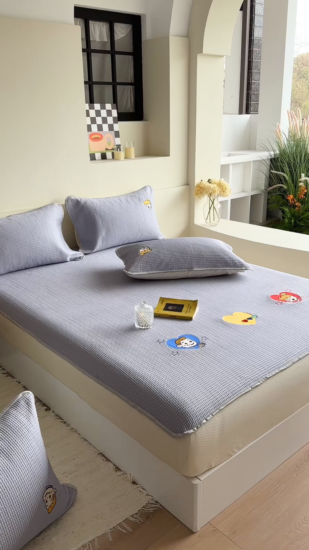 91家纺网 家纺一手货源 找家纺 柚子YOUTH 2025新款亲肤舒适冰豆豆凉感凉席席子 遇见（床笠款）