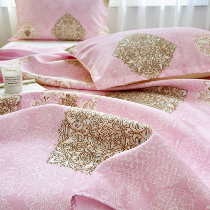 91家纺网 家纺一手货源 找家纺 乐居家纺 2025新款亲肤舒适活性印染水洗冰丝单床单 空谷幽兰-粉