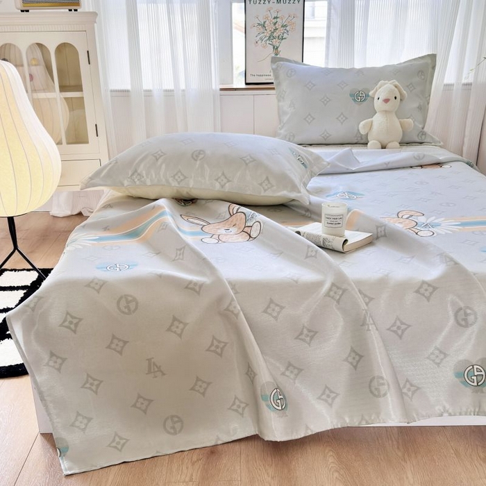 91家纺网 家纺一手货源 找家纺 乐居家纺 2025新款亲肤舒适活性印染水洗冰丝单床单 米妮兔-卡