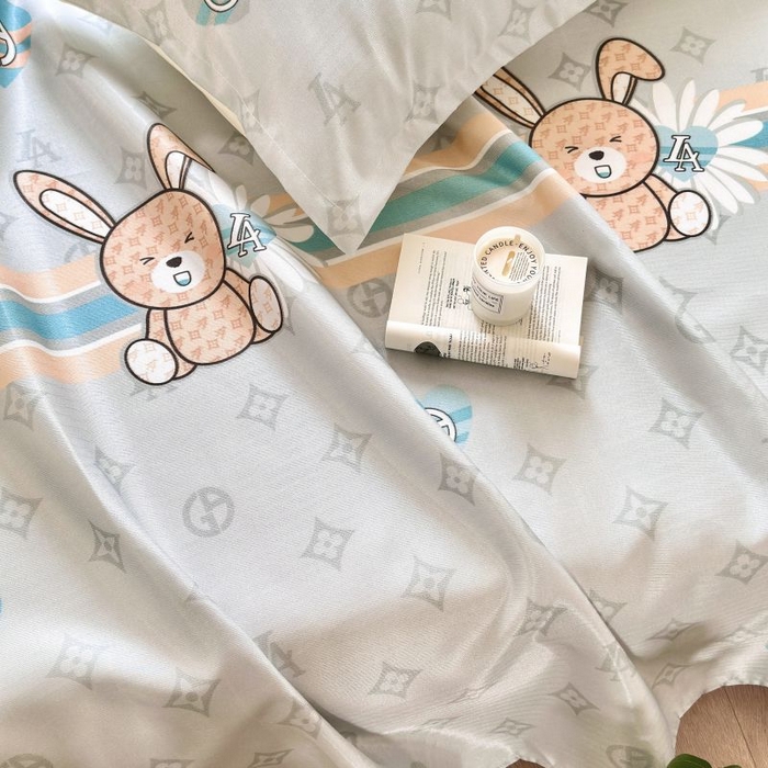 91家纺网 家纺一手货源 找家纺 乐居家纺 2025新款亲肤舒适活性印染水洗冰丝单床单 米妮兔-卡