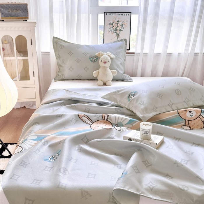 91家纺网 家纺一手货源 找家纺 乐居家纺 2025新款亲肤舒适活性印染水洗冰丝单床单 米妮兔-卡