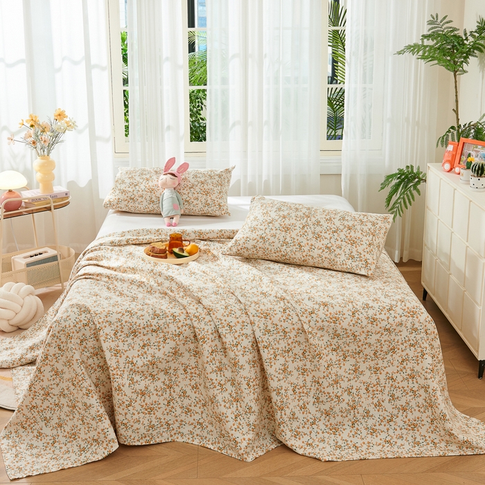 91家纺网 家纺一手货源 找家纺 2025夏季新款热门原棉老粗布床单床单单件凉席席子-系列一 锦绣花舞