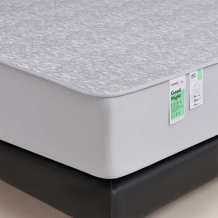 91家纺网 家纺一手货源 找家纺 芯诗曼家纺 2025新款三明治凉感丝提花冰丝席凉席三件套 莫兰-灰床笠款